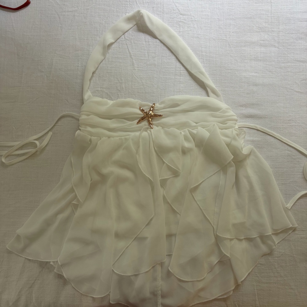 Ruffle Halter Top with Starfish Accent